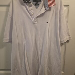 Tommy Hilfiger White Polo with Flag Accent